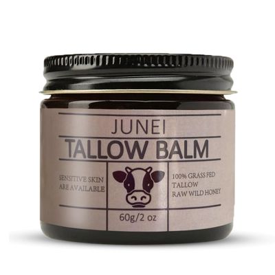 JUNEI Beef tallow for skin 100% Grass-Fed Beef Tallow Moisturizer - All-Natural Skin Balm for Face, Body &amp; Hands - Deep Hydration, Soothes Dry Skin - Vitamin-Rich &amp; Chemical-Free Skincare-2oz-