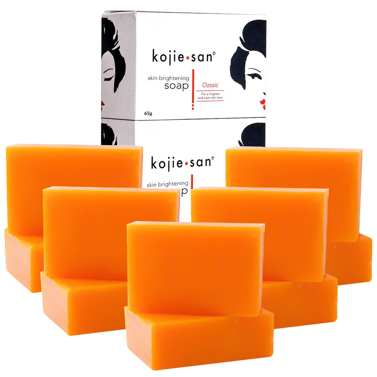 Kojie San Skin Brightening Soap - Bundle Pack -The Original Kojic Acid, Dark Spot Remover Soap Bar with Coconut &amp; Tea Tree Oil - 65g x 10 Bars