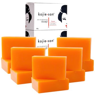 Kojie San Skin Brightening Soap - Bundle Pack -The Original Kojic Acid, Dark Spot Remover Soap Bar with Coconut &amp; Tea Tree Oil - 65g x 10 Bars