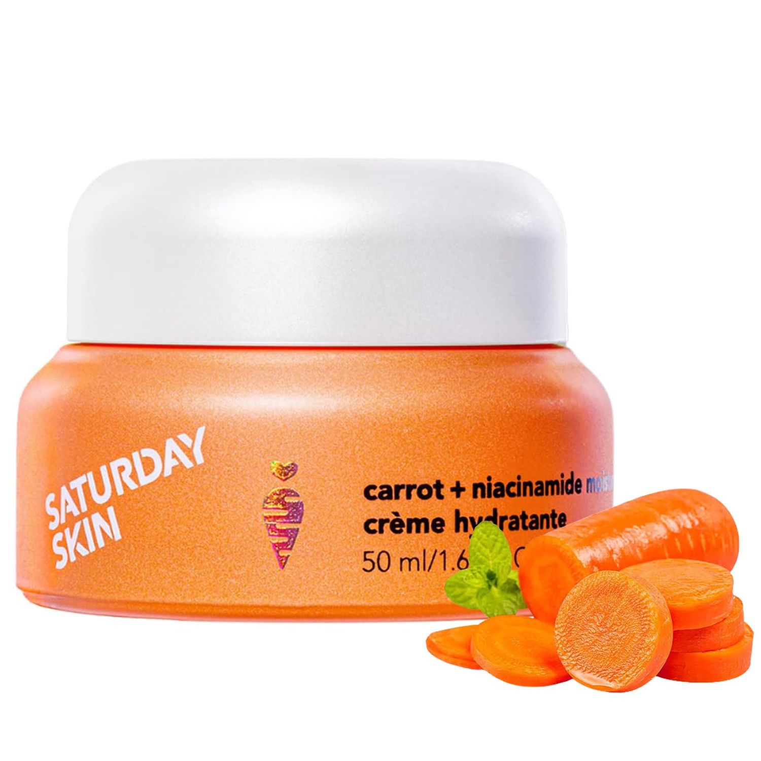 Saturday Skin Face Moisturizing Cream with Carrot, Niacinamide, Ceramides &amp; Centella Asiatica, Peptide, Paraben-Free, Sulfates-Free, Fragrance-Free, Anti Wrinkle Facial Cream(1.61 Ounce)