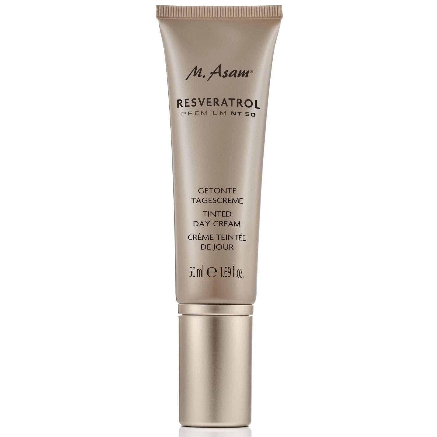 M. Asam RESVERATROL PREMIUM NT50 Tinted Day Cream (1.69 Fl Oz) - With Hyaluronic Acid, Anti-Aging Face Cream for Women, Lightweight Makeup &amp; Moisturiser Cream in One, Vegan Skin Care