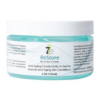 myolift 7E Wellness ReStore Conductive Gel with Bio-Active Complex - 4oz - Facial Skin Care Products with Green Tea Extract, Hyaluronic Acid, and Collagen Peptides - Anti Aging and Skin Tightening