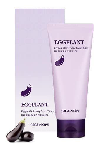 Papa Recipe Eggplant Mud Cream Mask, Hydrating Wash Off Pack, Pore Cleansing Exfoliator, Korean Skin Care for Men and Women,100ml fl oz