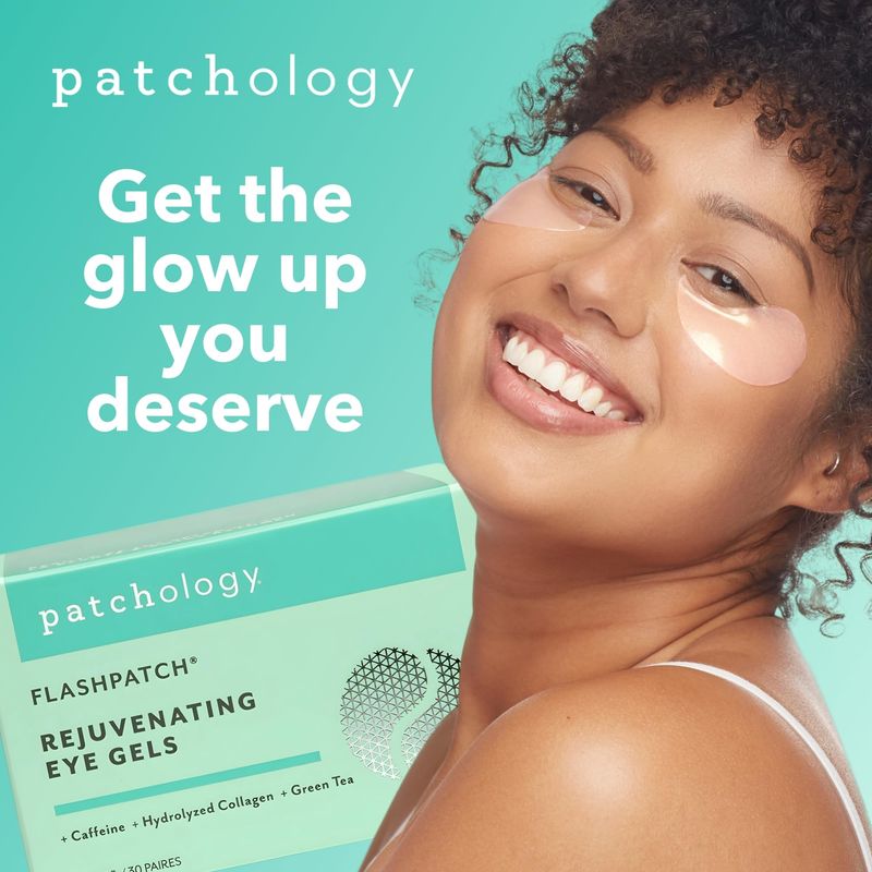 Patchology Rejuvenating Under Eye Gels - Hydrating Eye Mask w/Caffeine, Hydrolyzed Collagen &amp; Centella Asiatica- Under Eye Patches For Dark Circles - Minimize Puffiness &amp; Wrinkle Reducer - 30 Pairs