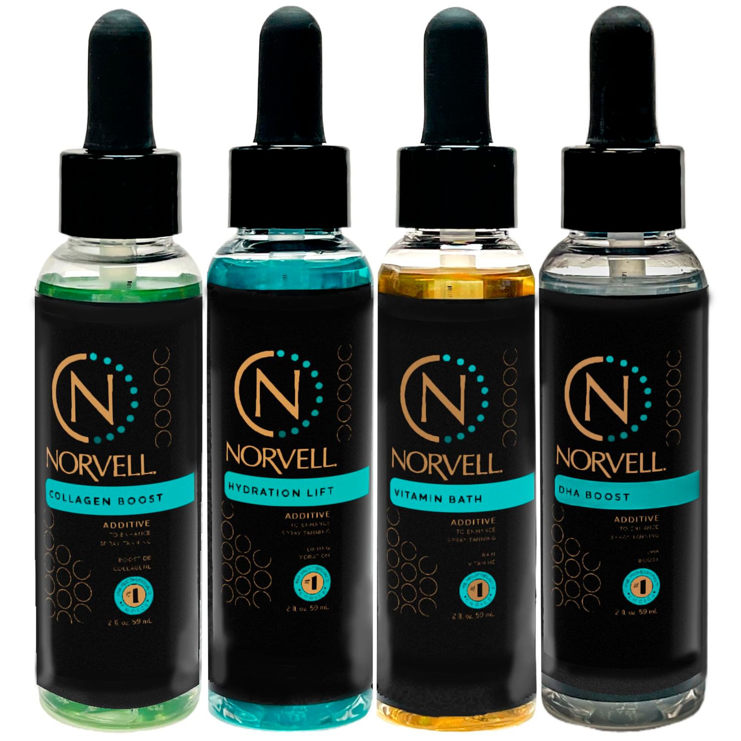 Norvell Pro Lab Kit - Professional Spray Tan Additives Kit, DHA Boost 2 oz., Hydration Lift 2 oz., Collagen Boost 2 oz., &amp; Vitamin Bath 2 oz.