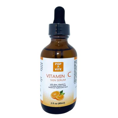 Pop A Vite Vitamin C Serum for Face and Skin with Aloe, Vitamin E, Centella Asiatica(Cica), Hyaluronic Acid 2 floz (60ml)