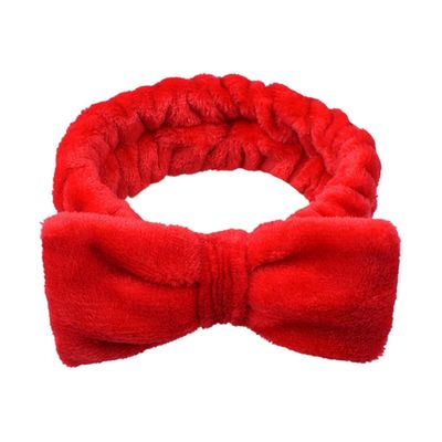 Red Makeup Headband,Cute Hair Band For Washing Face,Spa,Skincare,Color High Elasticity Bowknot Coral Fleece Bow Head Wrap Hair Accessories for Daily Wear Headbands Hair Accessories