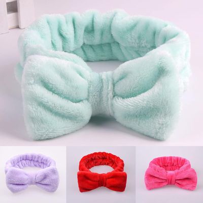 Red Makeup Headband,Cute Hair Band For Washing Face,Spa,Skincare,Color High Elasticity Bowknot Coral Fleece Bow Head Wrap Hair Accessories for Daily Wear Headbands Hair Accessories