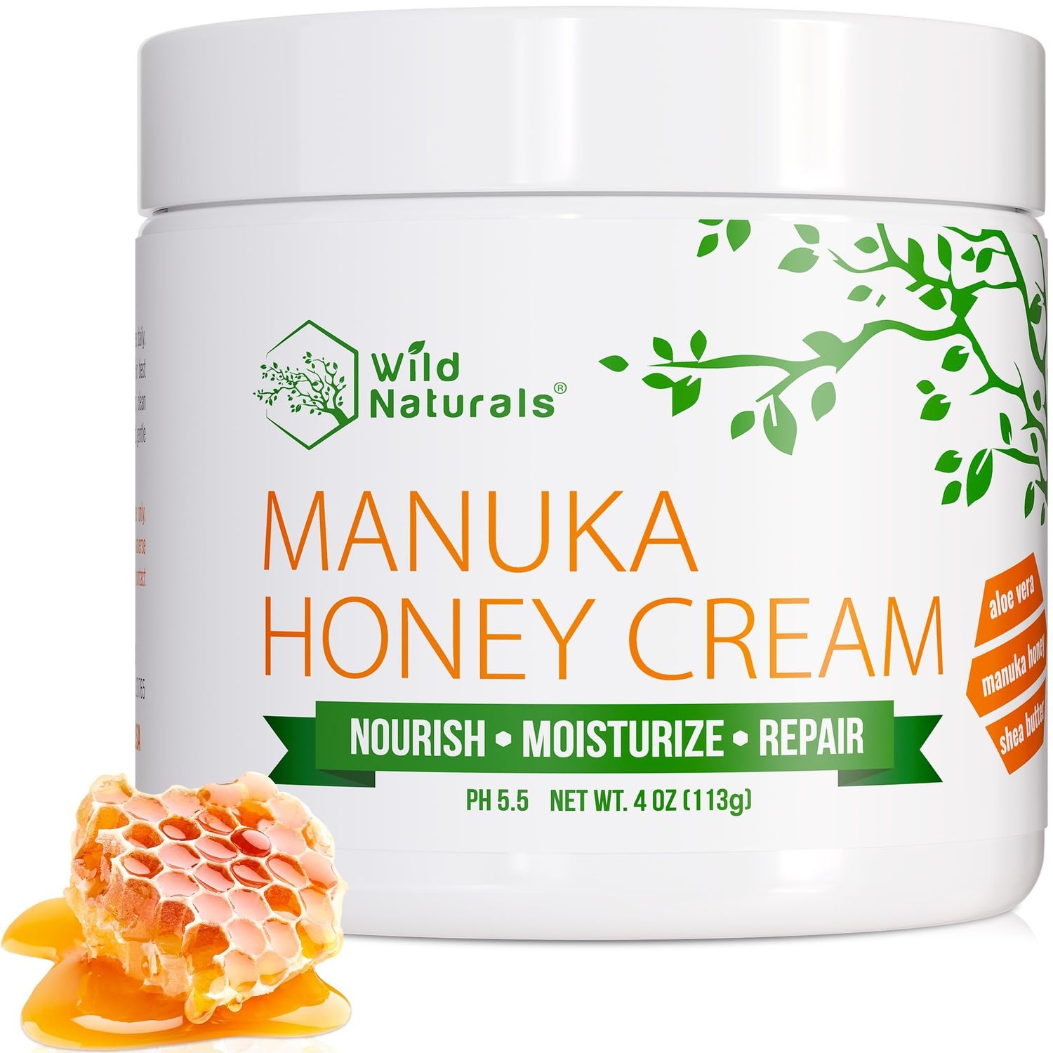 Manuka Honey Cream Moisturizer for Dry Skin - Eczema Honey Cream Face Moisturizer for Sensitive Skin - Soothing &amp; Redness Relief Face Cream for Dry Skin - Face, Hand &amp; Body Moisturizer for Women &amp; Men