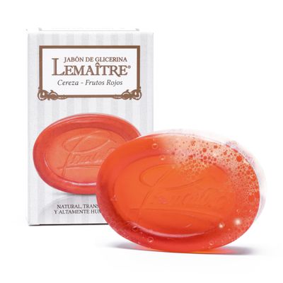 LEMAITRE Glycerin Soap - 1 Pack Vegan Cherry Transparent Bar, Gentle Cleanse, Vegan Bar, Cruelty-Free, Fragrances &amp; Skin care for Women, Men