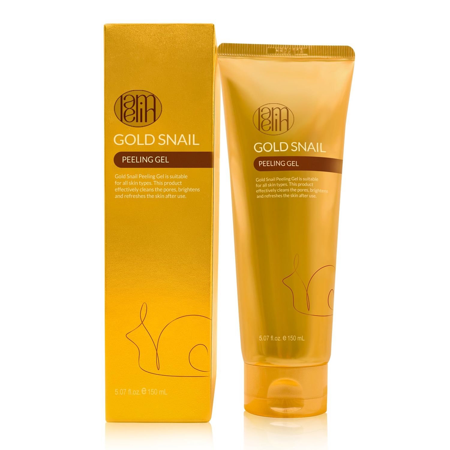 Lamelin Gold Snail Peeling Gel, 24K Gold Face Exfoliator, Natural Gentle Scrubber, Blackhead Remover, Pore &amp; Acne Scar Minimizer, All Skins, 5.07 fl oz Made In Korea