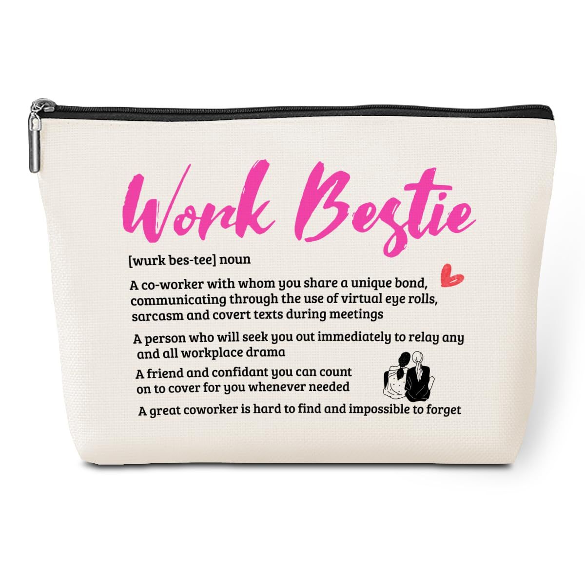 Work Bestie Noun Makeup Bag Coworker Gifts Work Besties Gifts for Women Colleagues Best Friend Thank You Gifts Funny Office Supplies for Retirement Birthday Christmas Boss Day Travel Toiletry Bag