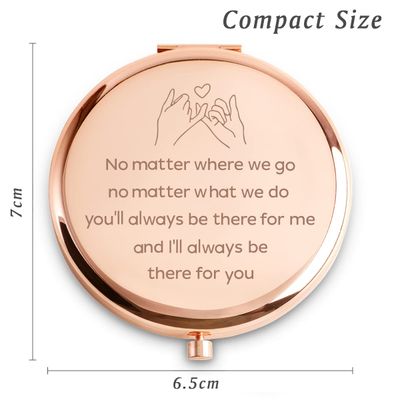 MLLXX Friendship Gifts for Women Girls, Personalized Engraved Compact Mirrors Basket Stuffers for Sister Bestie, Unique Female Friend Presents for Valentines Day Galentines Birthday