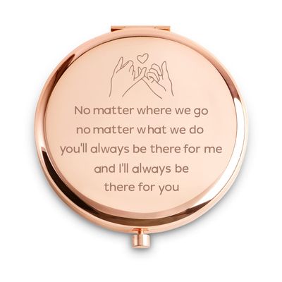 MLLXX Friendship Gifts for Women Girls, Personalized Engraved Compact Mirrors Basket Stuffers for Sister Bestie, Unique Female Friend Presents for Valentines Day Galentines Birthday