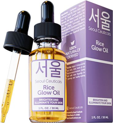 SeoulCeuticals Rice Bran Oil for Skin - Korean Skin Care Facial Glow Oil With Squalane &amp; Vitamin E - Cruelty Free K Beauty Skincare for Glass Skin 1oz