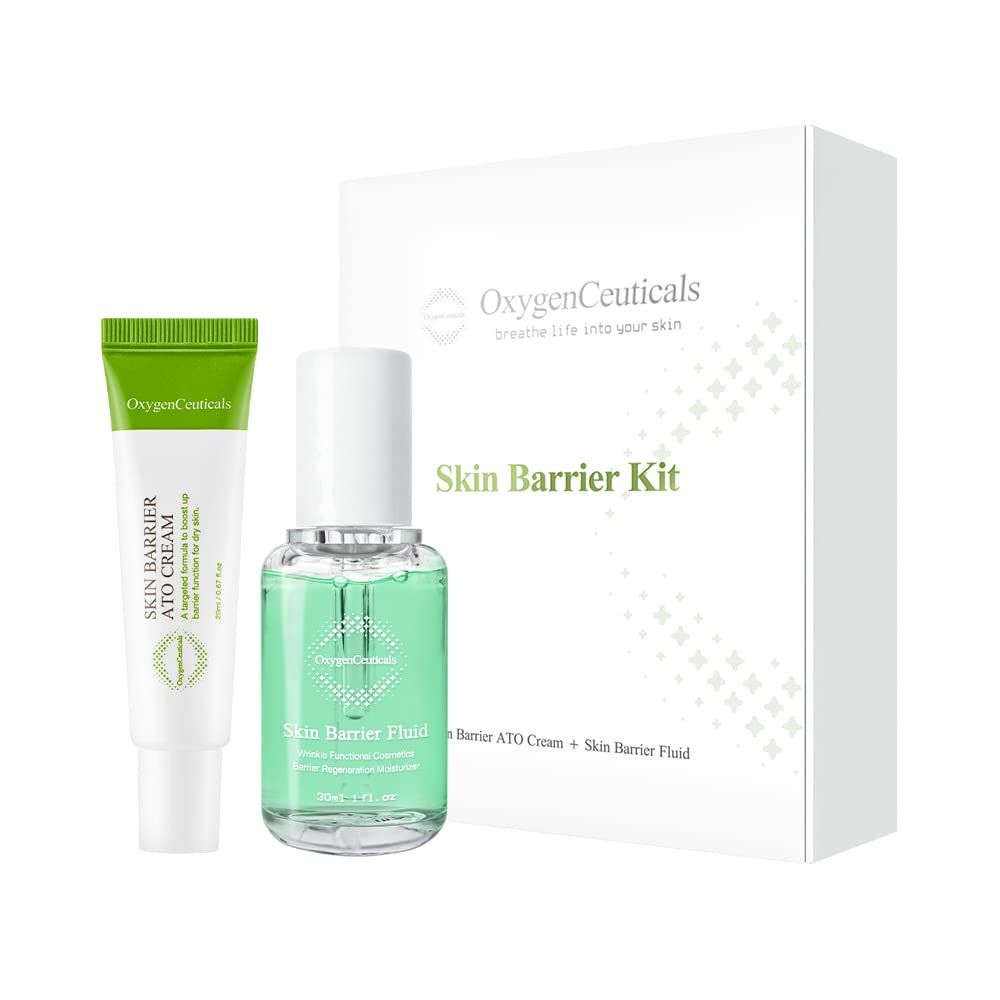 OxygenCeuticals Skin Barrier Fluid 30ml and Ato Cream 20ml Kit Deep Hydration Fluid and Skin Protection Cream Enhance Skin Barrier Suitable for All Skin Types