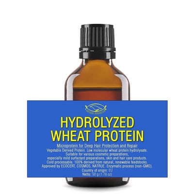 HYDROLYZED WHEAT PROTEIN - Liquid - 50g | 1.76oz - Microprotein for Hair, Skin, Baby Care, Body Wash, Sensitive Skin - Deep Hair Protection, Restructuring and Repair - Shampoos, Conditioners