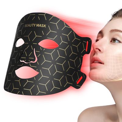 TIMSUMR Red Light Therapy Mask for Face, 7-1 Colors LED Facial Skin Care Mask At Home, Black