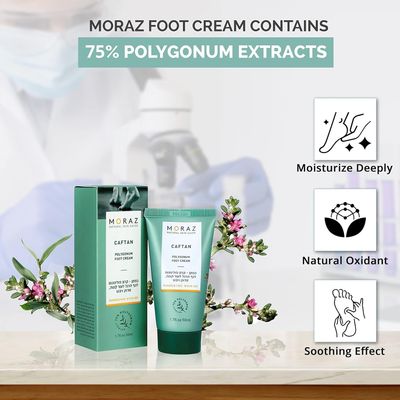 Moraz Caftan Polygonum Foot Cream - Intensive Care Foot Cream for Dry Cracked Heels and Feet - Herbal Moisturizing Foot Cream for Dry Feet - 8.5 oz