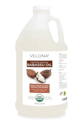 velona Babassu Oil USDA Certified Organic - 1 Gallon / 128 Fl Oz | 100% Pure and Natural Carrier Oil | Refined, Cold Pressed | Face, Hair, Body &amp; Skin Care and Cooking | Use Today - Enjoy Results