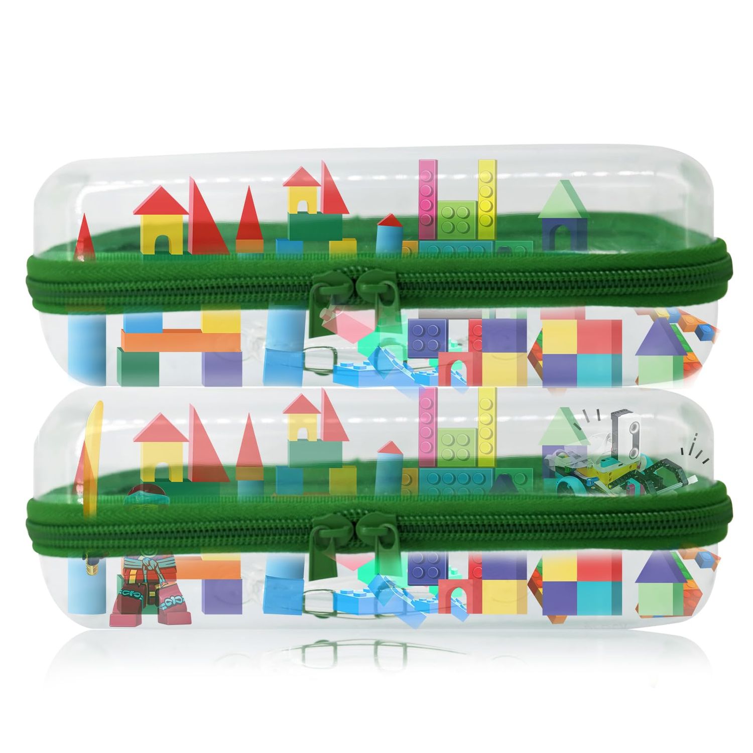 Rujorfamu 2pc Clear Hard Shell Zipper Case, Makeup Bag, Portable Zipper Pouch Travel Bags for Toiletries, Transparent Zipper Organizer for Stationery and toy, Skincare Travel Bag, Cosmetic Bags