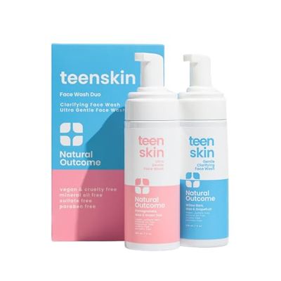 natural outcome Teen Skin Face Wash Duo | Gentle Foaming Daily Boys &amp; Girls Kids Face Wash | Non-toxic Ingredients | Perfect for Teens Preteens &amp; Kids Looking to Prevent Acne | Two 5 oz Bottles