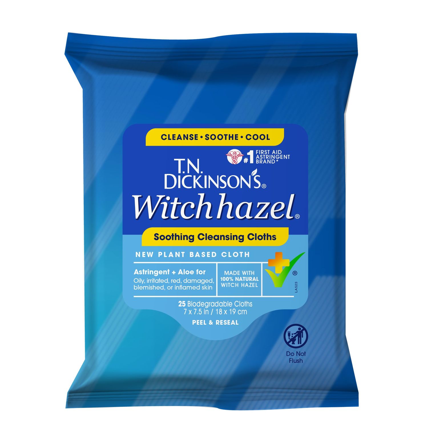 T.N. Dickinson&#39;s Witch Hazel New Soothing MultiUse Cleansing Cloth, Clear, 25 Count