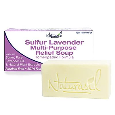 Naturasil 10% Sulfur Lavender Soap Bar Natural Skin Treatment for Acne, Bug Bites, Warts Treatment, Viral Bumps, Nodes &amp; Itching | for Kids &amp; Adults |113 grams