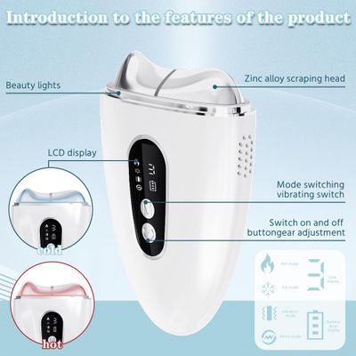 ZoGoo Electric Gua Sha Facial Tool, Upgraded Hot&Cold Dual-Mode Face Neck Massager, Face Sculpting Tool/Lift Device -Heated&Ice &Vibration&Red Massager, Anti-Aging&Wrinkles, Puffiness, Double Chin