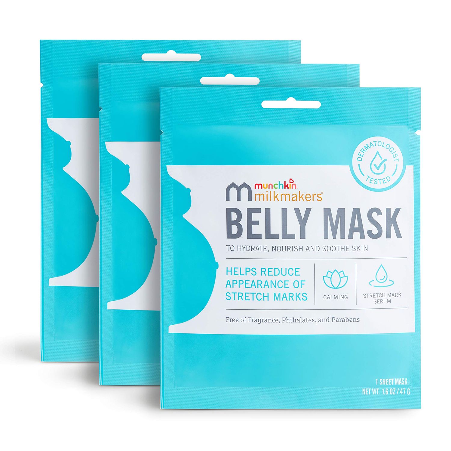 Munchkin Milkmakers Belly Mask for Pregnancy Skin Care &amp; Stretch Marks, 3 Sheet Masks