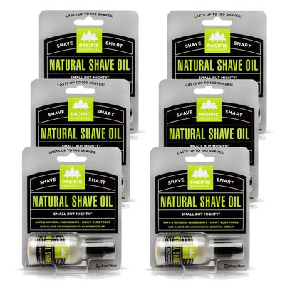 Pacific Shaving Company Natural Shaving Oil - Eliminates Cuts, Nicks, Razor Burn, Soothes &amp; Moisturizes Skin, Reduces Irritation, with Natural &amp; Organic Ingredients, Made in USA.5 oz (6 Pack)