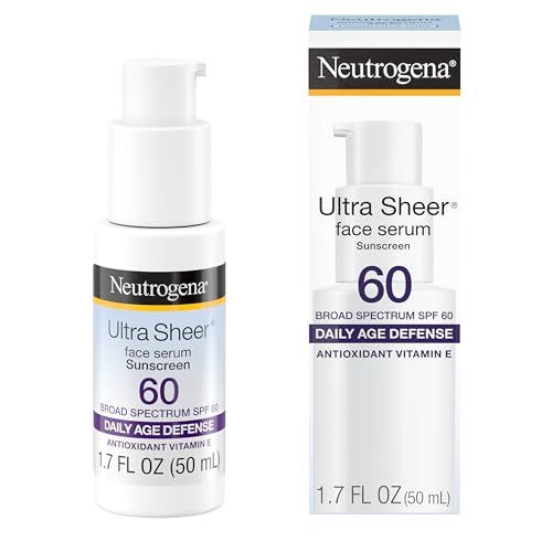 Neutrogena Ultra Sheer Moisturizing Face Serum with Vitamin E &amp; SPF 60, All Day Facial Sunscreen Serum with Broad Spectrum UVA/UVB Protection, Fragrance-Free, Oxybenzone-Free, 1.7 Fl Oz