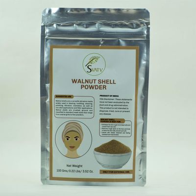 SVATV Walnut Shell Powder (Juglans regia L.) for facial Scrub Formulation, Lightening Skin Care, Dark Spots, Deep Cleansing natural skin exfoliator for Skin &amp; Hair - 100g