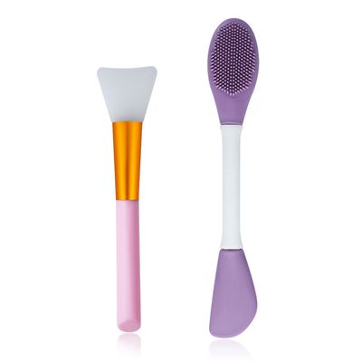 Wishlotus 2Pcs Silicone Face Mask Brush, Reusable Facial Brushes Applicator for Applying Skin Care Products, Face Care Makeup Skincare Supplies Tool for Face Mask Eye Mask Body Lotion (Pink+Purple)