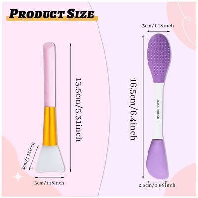 Wishlotus 2Pcs Silicone Face Mask Brush, Reusable Facial Brushes Applicator for Applying Skin Care Products, Face Care Makeup Skincare Supplies Tool for Face Mask Eye Mask Body Lotion (Pink+Purple)