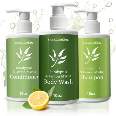 Shower Essentials Set for Men and Women, Includes 10 oz Body Wash, Shampoo, and Conditioner, Hydrating &amp; Nourishing Shampoo Conditioner Body Wash Set, guest bathroom toiletries, for Hotels
