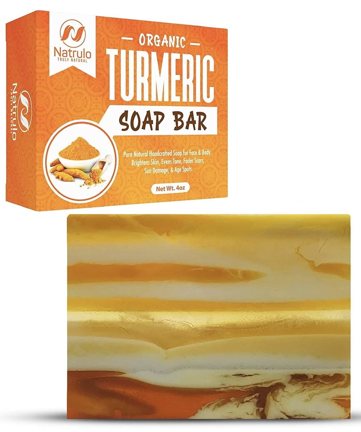 Organic Turmeric Soap Bar | Pure Natural Handcrafted Skincare, Made in USA Face &amp; Body Cleanser with Calendula, Aloe Vera, French Clay | Brightens Skin, Evens Tone, Fades Scars, Sun Damage, Age Spots