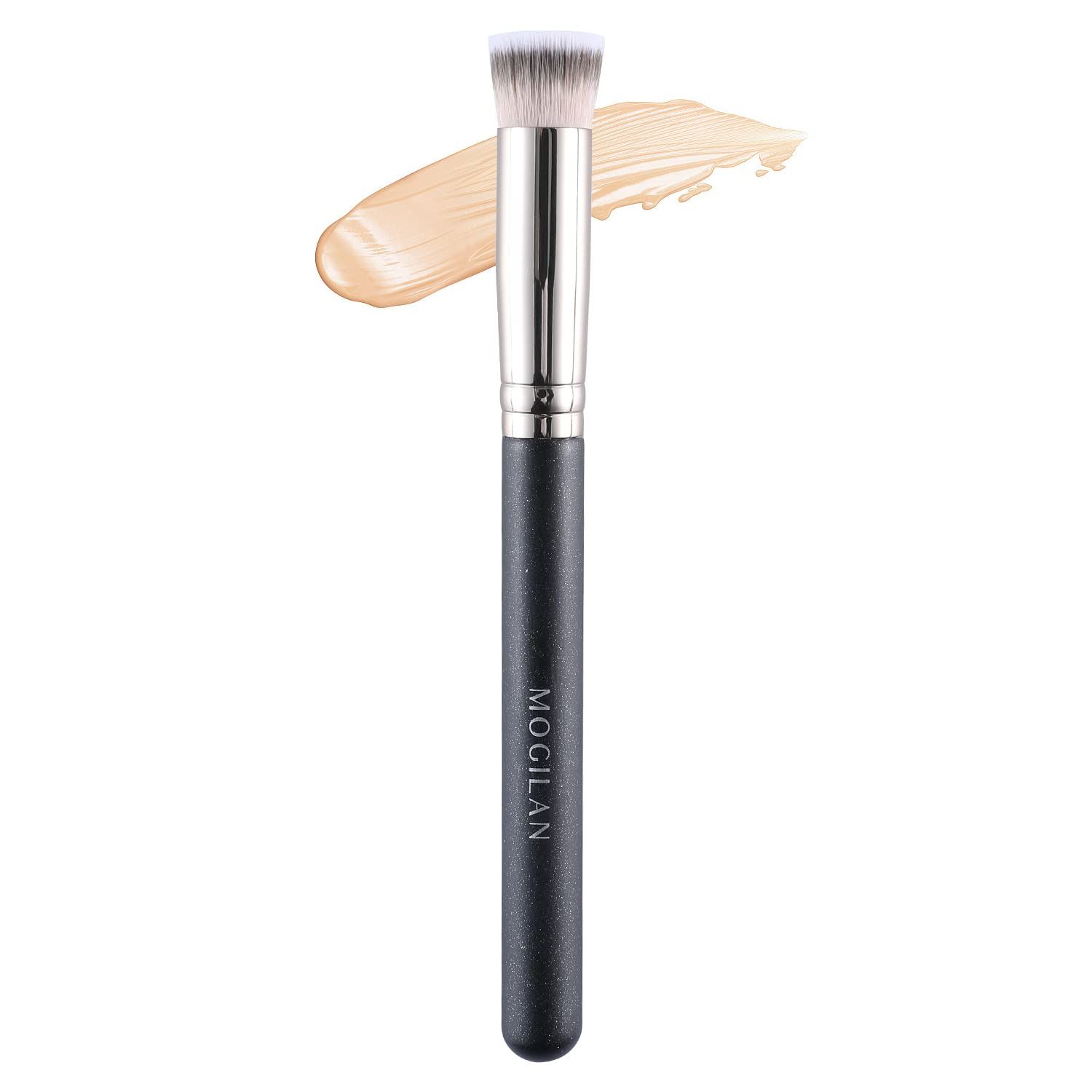 MOGILAN Liquid Foundation Brush for Under Eye Mini Flat Concealer Brush for Eyebrows Eyeliner Defining Eyeshadow Blending with Liquid Cream Gel Makeup Soft Vegan Synthetic Bristles Face Brush