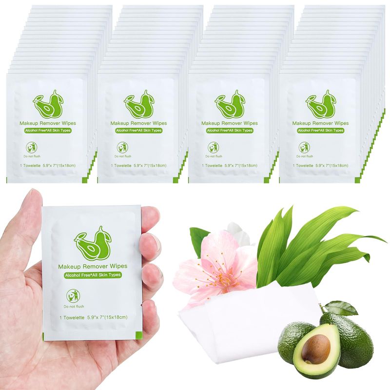 Makeup Remover Wipes Bulk Individually Wrapped,Travel Makeup Wipes Individual Makeup Remover Wipes Bulk Gentle Cleansing Makeup Remover Wipes for Face Cleansing Mascara Lipstick Travel Hotel 200