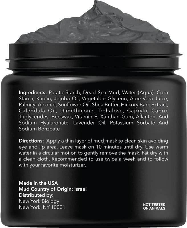 New York Biology Dead Sea Mud Mask for Face and Body - Spa Quality Pore Reducer for Acne, Blackheads &amp; Oily Skin, Natural Skincare for Women, Men - Tightens Skin for A Healthier Complexion - 8.8 oz