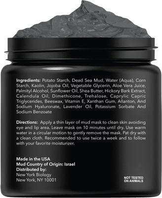 New York Biology Dead Sea Mud Mask for Face and Body - Spa Quality Pore Reducer for Acne, Blackheads &amp; Oily Skin, Natural Skincare for Women, Men - Tightens Skin for A Healthier Complexion - 8.8 oz