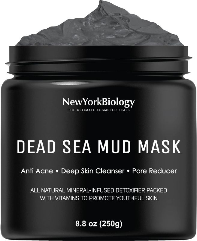 New York Biology Dead Sea Mud Mask for Face and Body - Spa Quality Pore Reducer for Acne, Blackheads &amp; Oily Skin, Natural Skincare for Women, Men - Tightens Skin for A Healthier Complexion - 8.8 oz