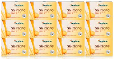 Himalaya Nourishing Cream &amp; Honey Cleansing Bar, Face and Body Soap for Soft Skin, 4.41 oz, 12 Pack
