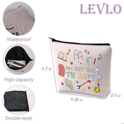 LEVLO Cute Occupational Therapy Makeup Bag Future OT Therapists Healthcare Gift for Women Girls BFF(OT)