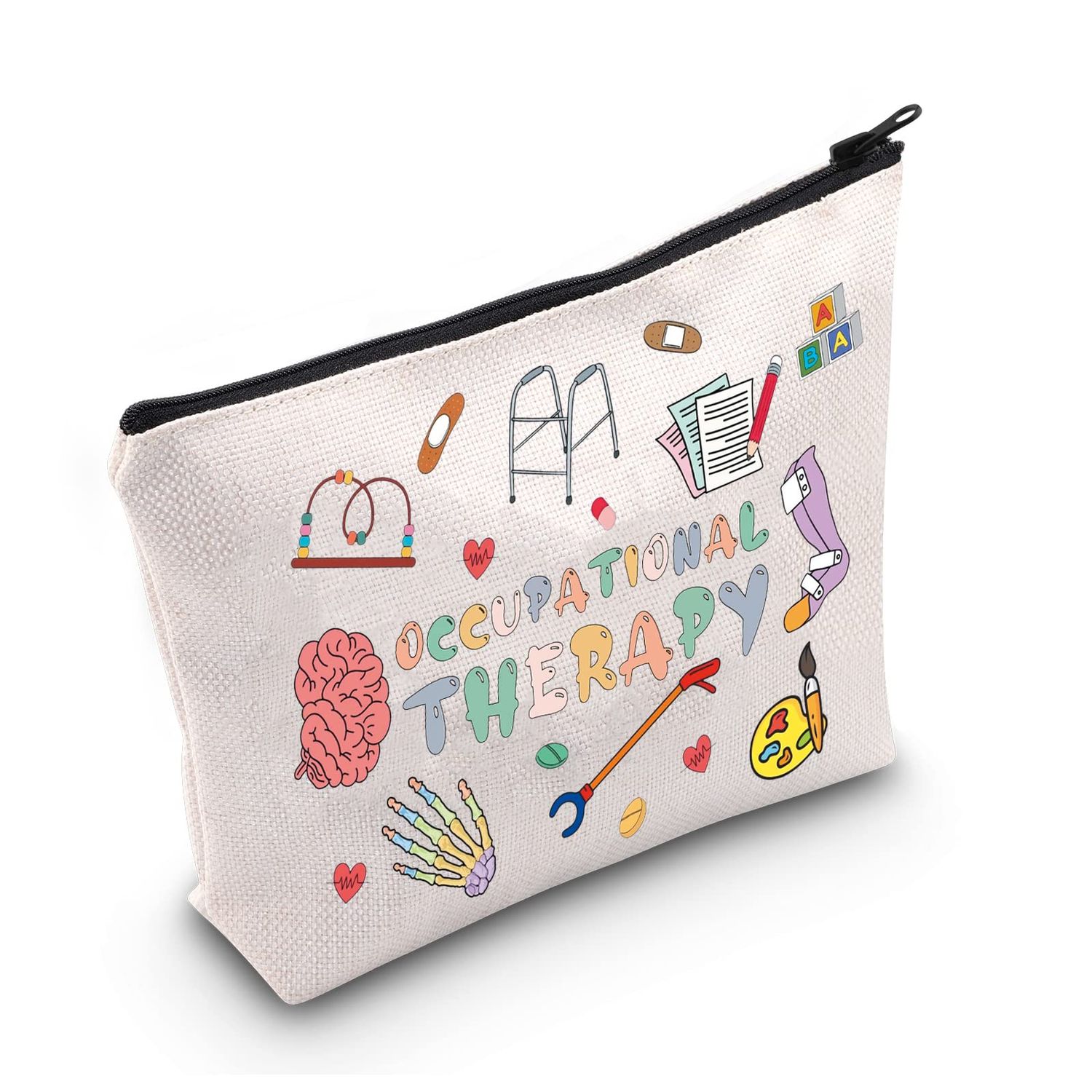 LEVLO Cute Occupational Therapy Makeup Bag Future OT Therapists Healthcare Gift for Women Girls BFF(OT)