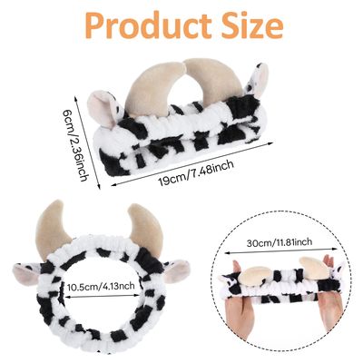 Xinjoduz 1 PCS Cow Ears Headband, Soft Microfiber Spa Headband for Washing Face Cute Makeup Headband Skincare Headbands for Women Girls Cow Party Favors, Cosplay Makeup, Stocking Stuffers