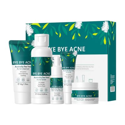 Skin Care Set,Acne Treatment for Face Skin Care Sets &amp; Kits,Tea Tree Essential Oil Facial Skincare Gift Set with Cleanser,Toner,Serum,Gel, Acne Treatment Kit Cream Skin Care for Teens 10-12 Girls Boys
