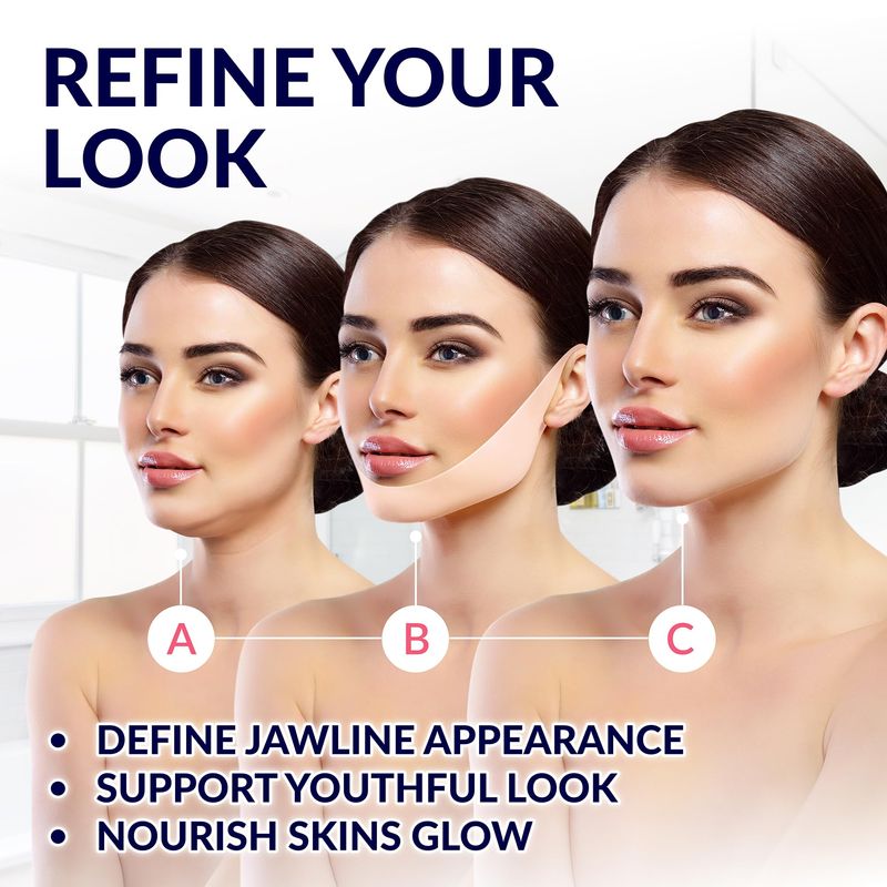 Stylia Double Chin Mask - V Line Chin Strap - Lifting Collagen Face Mask with Hyaluronic Acid &amp; Aloe Vera - Face Lift Tape Jawline Shaper - Self Care Gifts for Women - Face Masks Skincare - 10PC