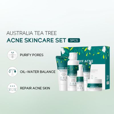 Skin Care Set,Acne Treatment for Face Skin Care Sets &amp; Kits,Tea Tree Essential Oil Facial Skincare Gift Set with Cleanser,Toner,Serum,Gel, Acne Treatment Kit Cream Skin Care for Teens 10-12 Girls Boys