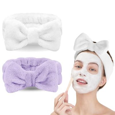 LADES Facial Headband - Terry Cloth Headbands for Face Washing,Skin Care,Makeup,Bow Spa Hair Headband for Washing Face